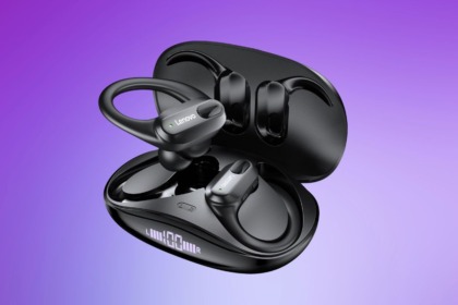 Fones de ouvido sem fio Bluetooth 5.3 Fones de ouvido intra-auriculares com ganchos para orelha Fones de ouvido esportivos com visor LED de energia Som estéreo HiFi para corrida e exercícios